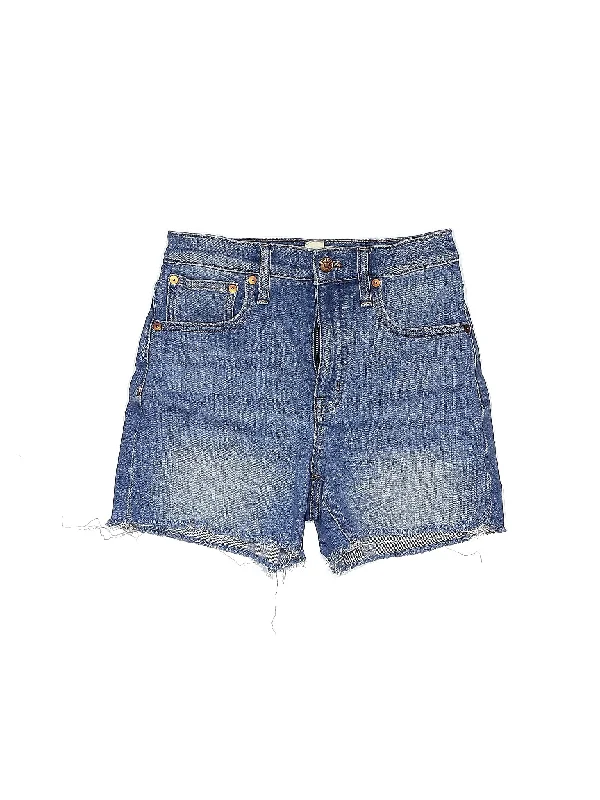 Cotton Skirts for Comfort -Low-Rise Denim Shorts in Medium Wash