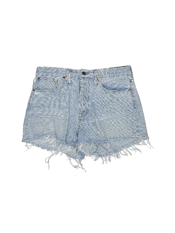 Dress Shorts for Semi-Formal -Mid-Rise Denim Shorts in Light Wash