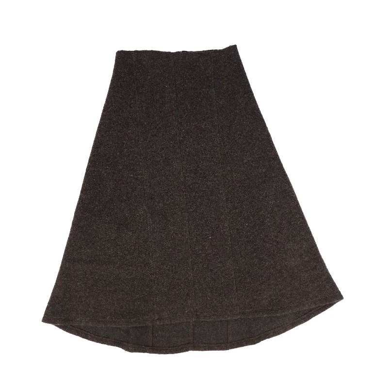 Silk Short Skirts for Luxurious -VENERA ARAPU BROWN WOOL MIDI SKIRT [FINAL SALE]