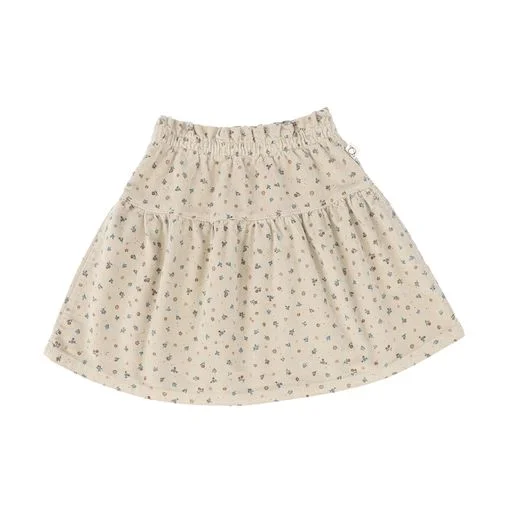 Flared Short Skirts for Flirty -MY LITTLE COZMO FLORAL PRINT CORDUROY SKIRT [Final Sale]