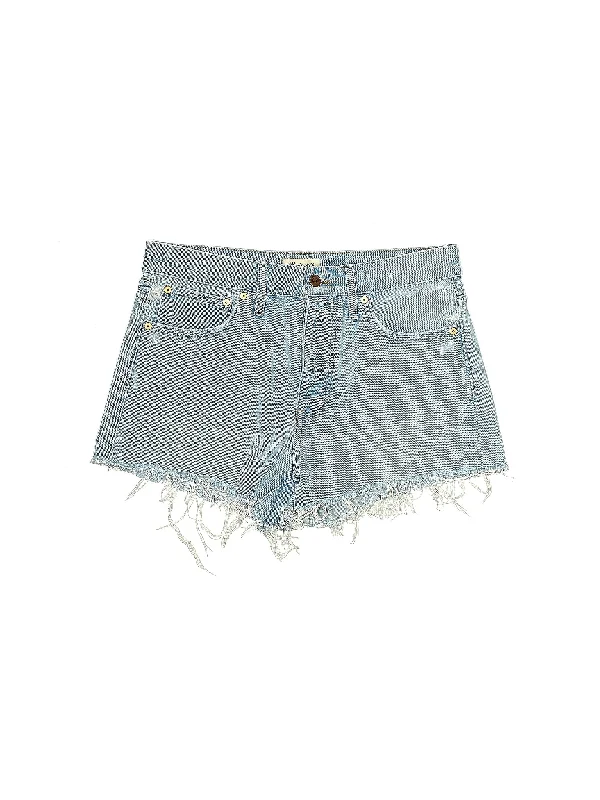 Printed Skirts with Patterns -High-Rise Denim Shorts in Light Wash