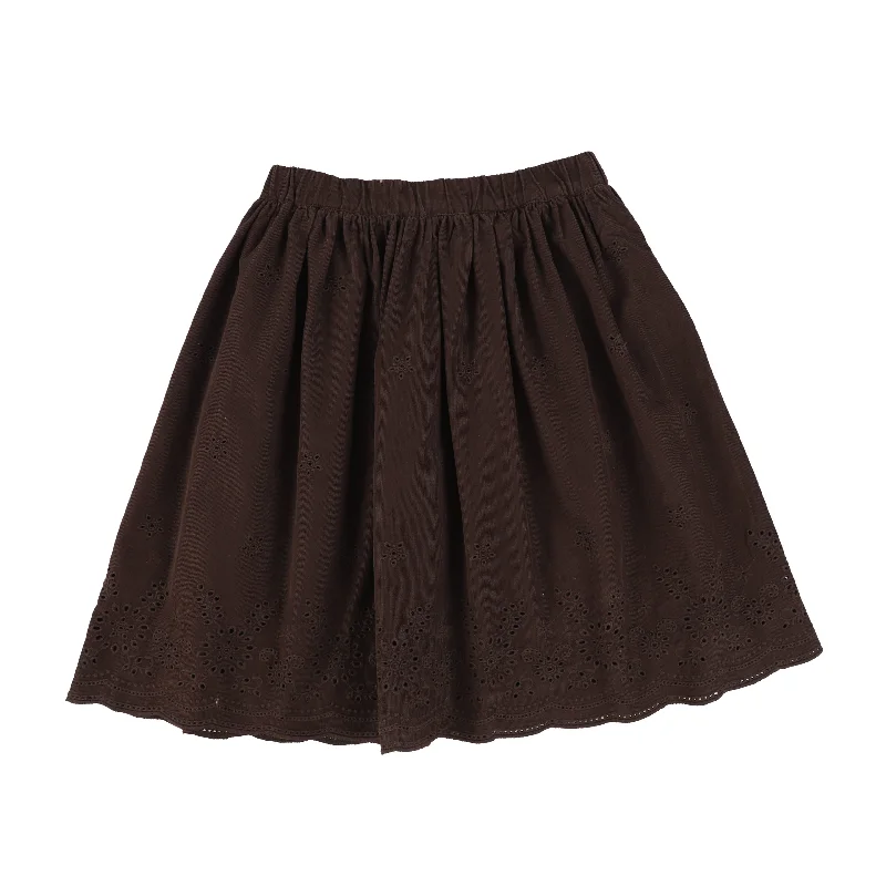 Abstract Short Skirts for Creative -MarMar Espresso Eyelet Flare Skirt [Final Sale]