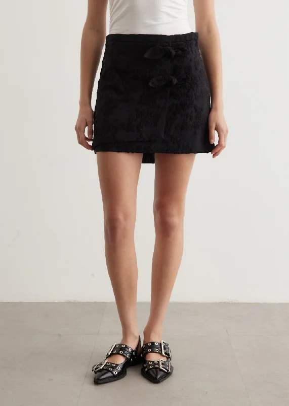 Durable denim skirts for rugged daily wear -Boucle Jacquard Suiting Mini Skirt