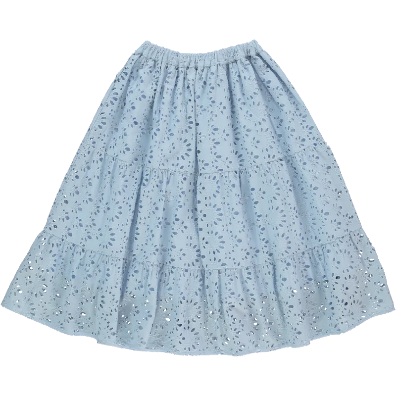 Pleated Long Skirts for Texture -BEBE ORGANIC SKY BLUE CUT OUT WAISTED SKIRT [FINAL SALE]