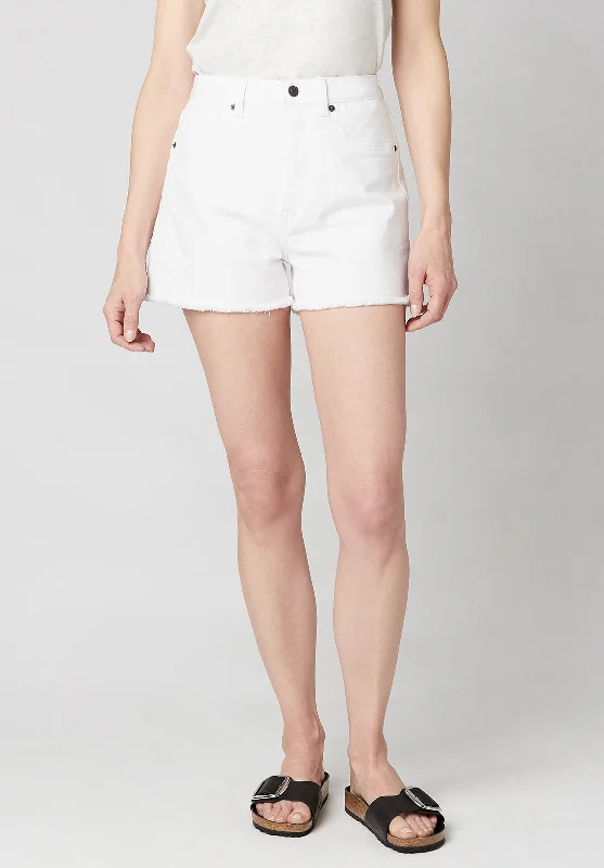 Green Skirts for Nature -SUPER HIGH RISE JOANNA White Rinse Shorts  - BL15796