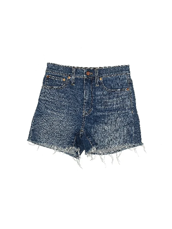 Striped Skirts for Fashionable -Mid-Rise Denim Shorts in Medium Wash