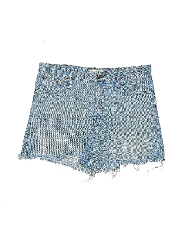 Striped Shorts for Fashionable -High-Rise Denim Shorts in Medium Wash