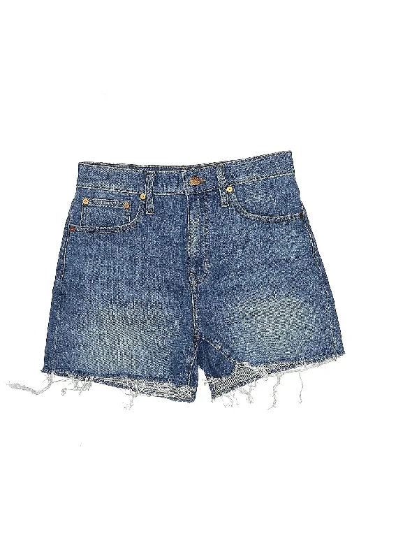 Linen Skirts for Breathable -Mid-Rise Denim Shorts in Medium Wash