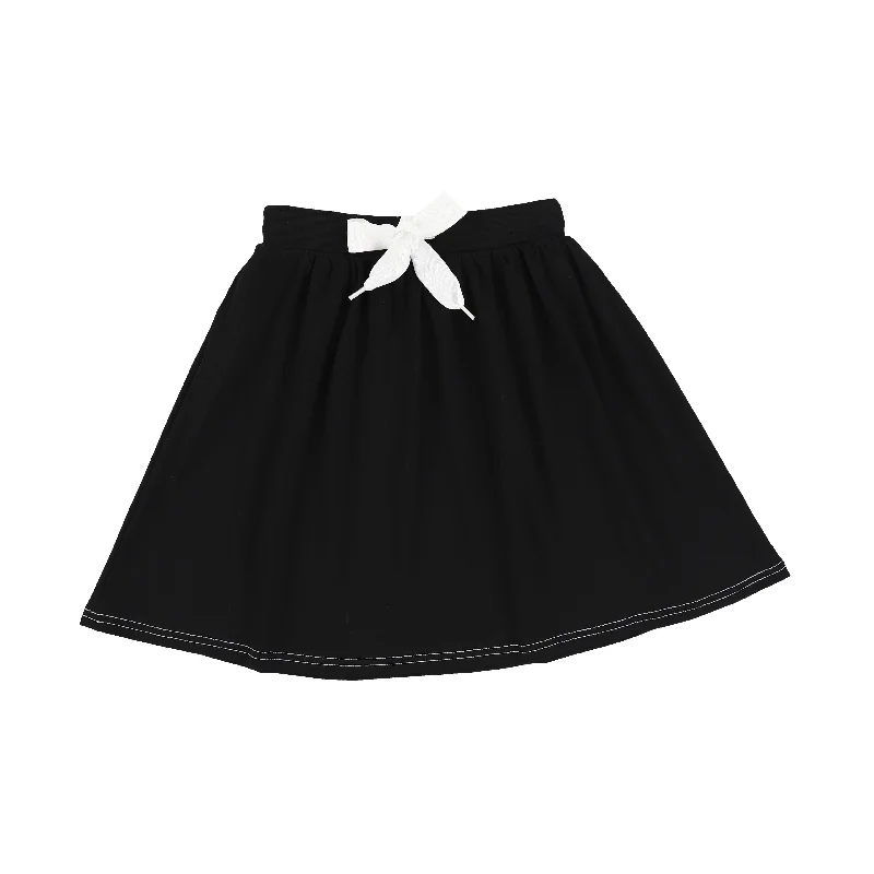 High-waisted Long Skirts for Shape -BAMBOO BASICS BLACK DRAW STRING JERSEY SKIRT [Final Sale]