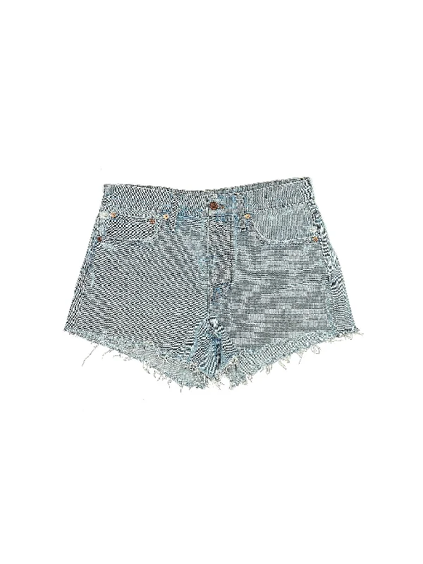 One-Shoulder Skirts for Trendy -Low-Rise Denim Shorts in Light Wash