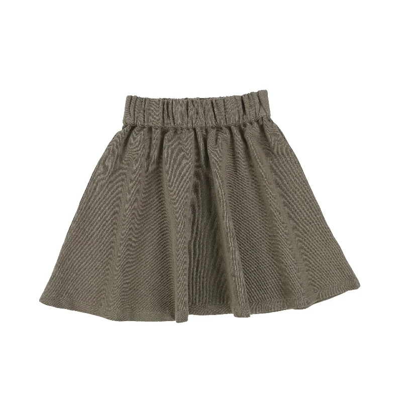 Pleated Long Skirts for Texture -Kin And Kin Olive Pine Skirt [Final Sale]