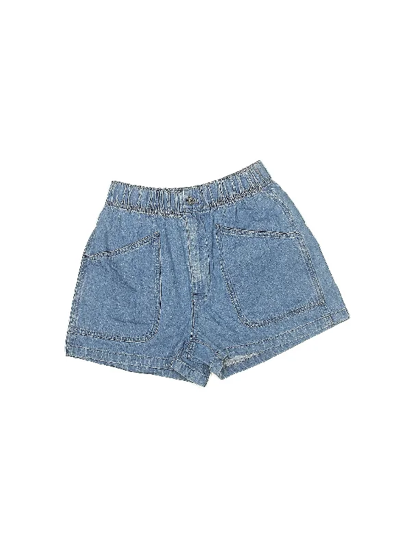 Midi Skirts for Versatile Wear -High-Rise Denim Shorts in Medium Wash