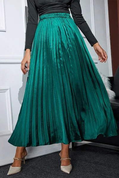 Affordable skirts for budget-friendly wardrobe updates -Pleated Elastic Waist Midi Skirt