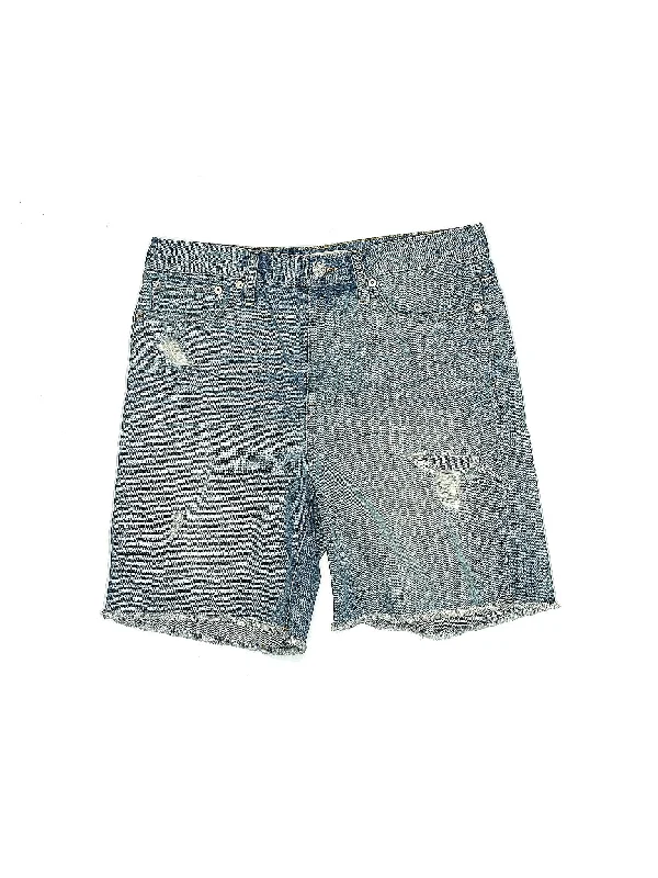 Printed Shorts with Patterns -High-Rise Denim Shorts