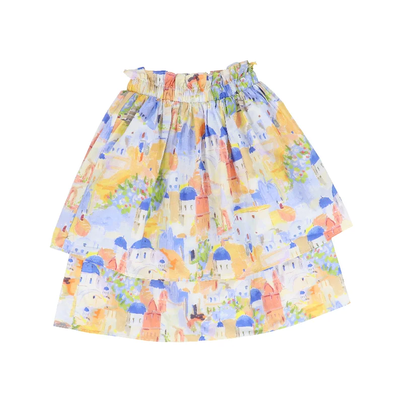 Pleated Short Skirts for Girly -PAPILLON MULTI FLORAL PRINTED DOUBLE LAYER SKIRT [FINAL SALE]