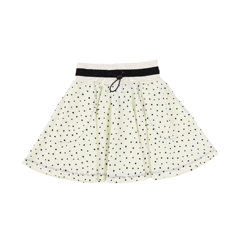 High-waisted Short Skirts for Shape -SUNCRACY CREAM POLKA DOT POCKET SKIRT [Final Sale]