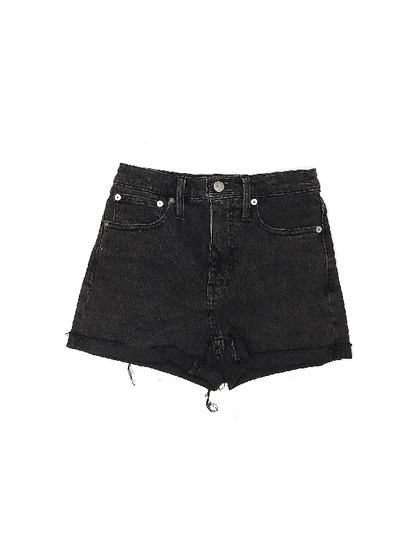 Bermuda Shorts for Modest Style -Mid-Rise Denim Shorts in Dark Wash