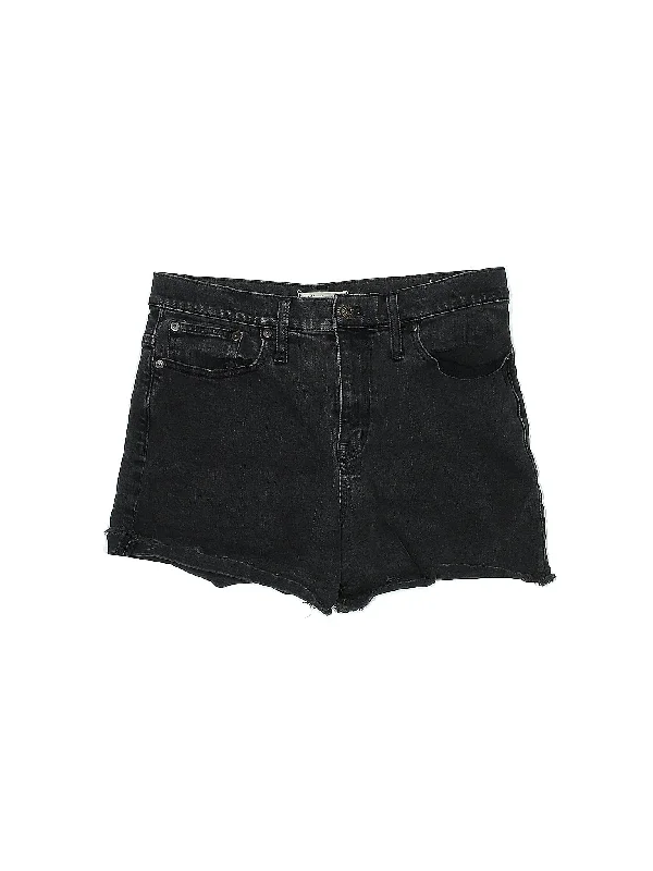 Orange Skirts for Energetic -High-Rise Denim Shorts in Dark Wash