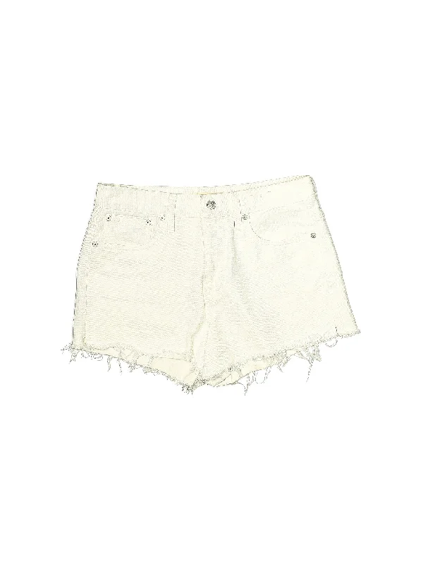 Fishing Shorts for Water Activities -High-Rise Denim Shorts in Light Wash