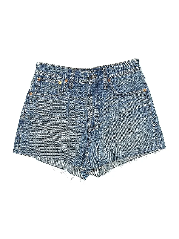 Zippered Skirts for Convenience -High-Rise Denim Shorts in Medium Wash