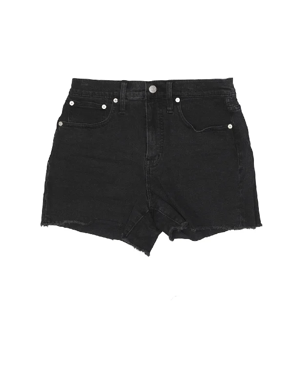 Ruffled Shorts for Feminine -High-Rise Denim Shorts in Dark Wash