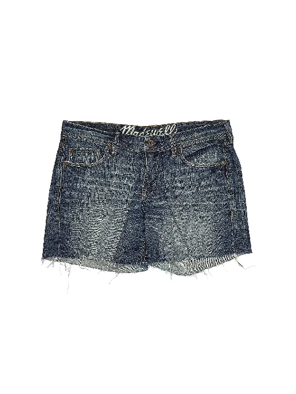 Solid Color Skirts for Simple -Mid-Rise Denim Shorts in Medium Wash