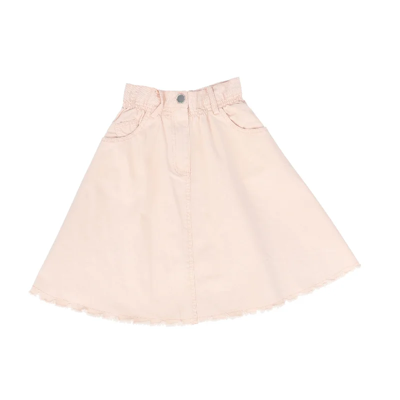 Pleated Short Skirts for Girly -CABANA PINK DENIM FRAYED CIRCLE SKIRT [FINAL SALE]