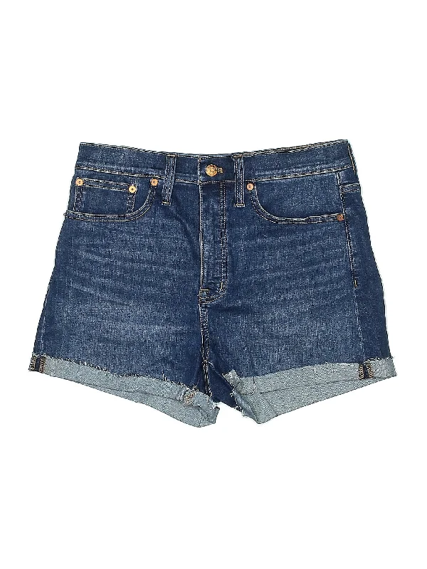 Polyester Skirts for Durable -High-Rise Denim Shorts in Medium Wash