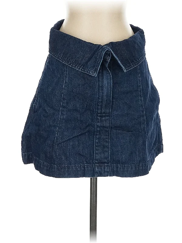 Elastic Waist Shorts for Easy -Denim Skirt