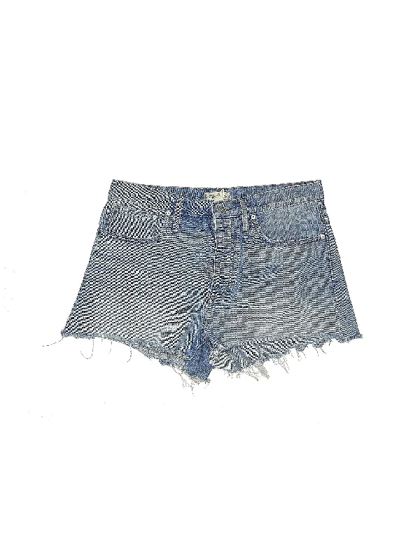 Orange Skirts for Energetic -High-Rise Denim Shorts in Medium Wash