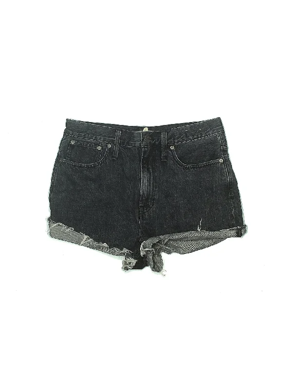 Long-Sleeved Skirts for Coverage -High-Rise Denim Shorts in Dark Wash