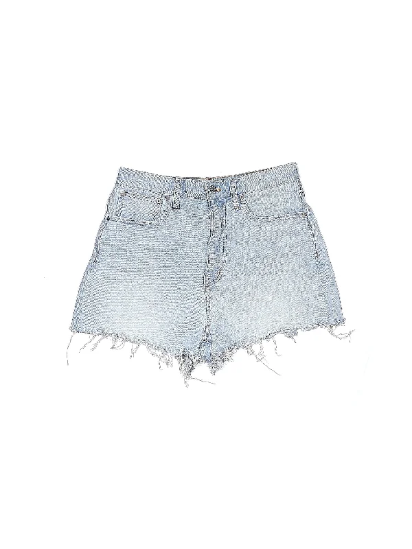 Geometric Skirts for Modern -Mid-Rise Denim Shorts in Light Wash