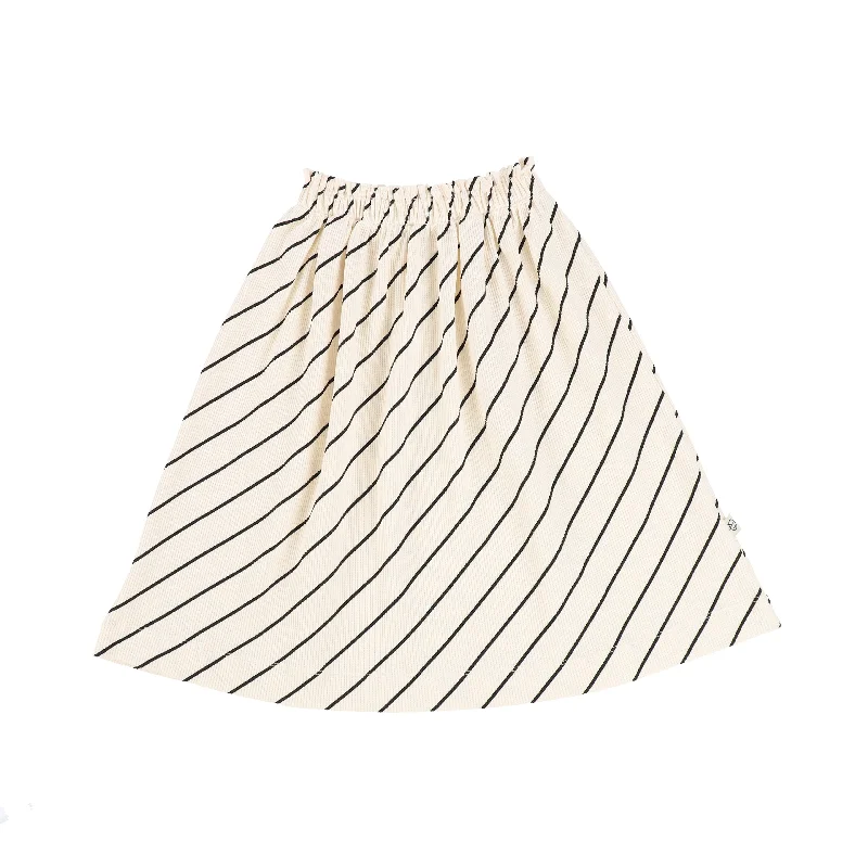 Long Skirts for Garden Parties -Wynken Cream Navy Diagonal Stripe Skirt [Final Sale]