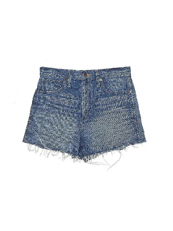 Wool Skirts for Warmth -Mid-Rise Denim Shorts in Medium Wash