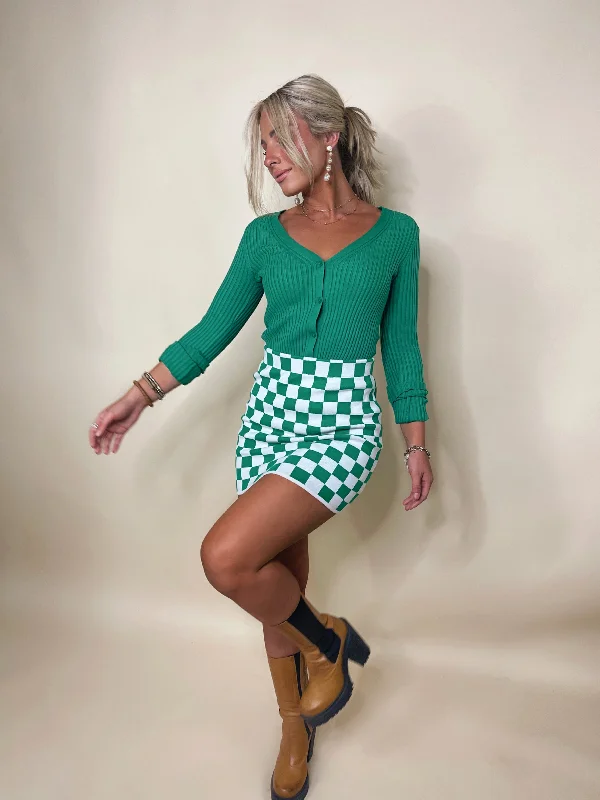 Patterned midi skirts for eye-catching style -Camden Checkered Mini Skirt