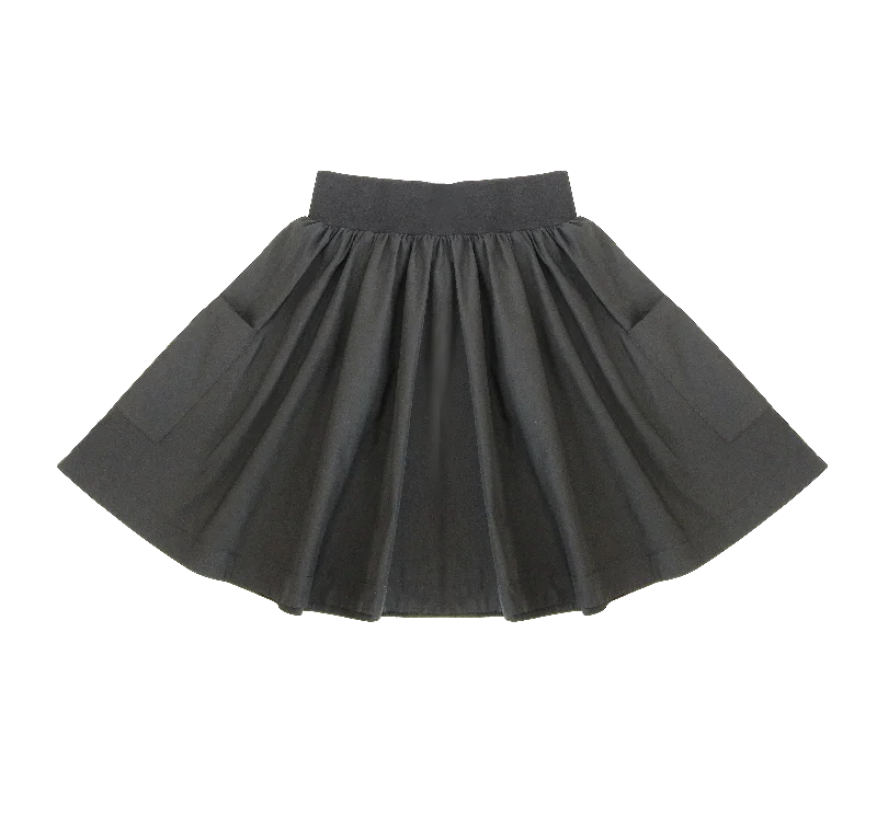 Wool Short Skirts for Warmth -LITTLE PARNI BLACK TAFFETA SHORT SKIRT [FINAL SALE]