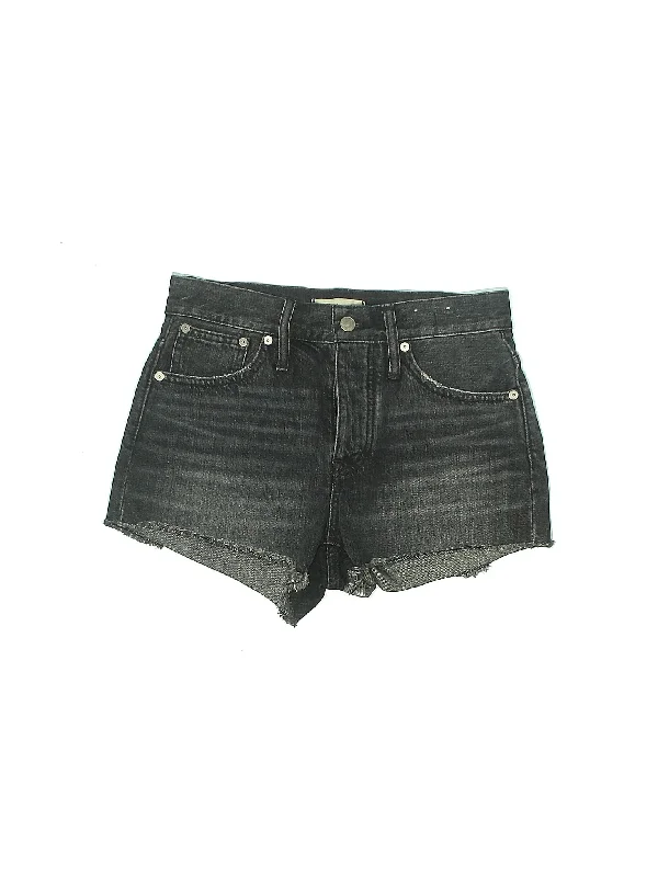 Zippered Skirts for Convenience -Mid-Rise Denim Shorts in Dark Wash