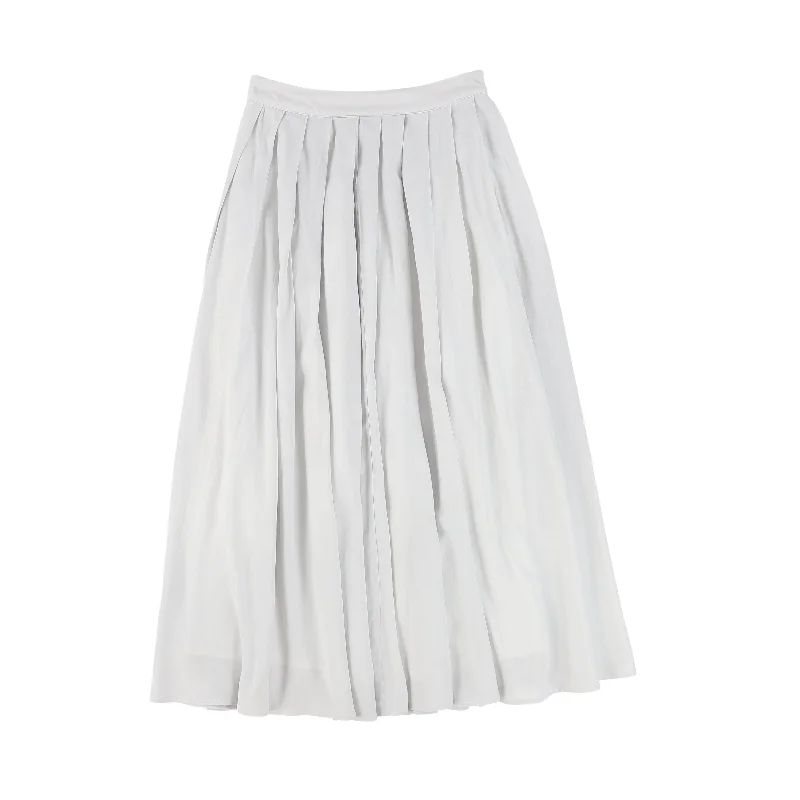 Long Skirts for Wedding Ceremony -BACE COLLECTION LIGHT GREY PLEATED FLARE SKIRT [FINAL SALE]