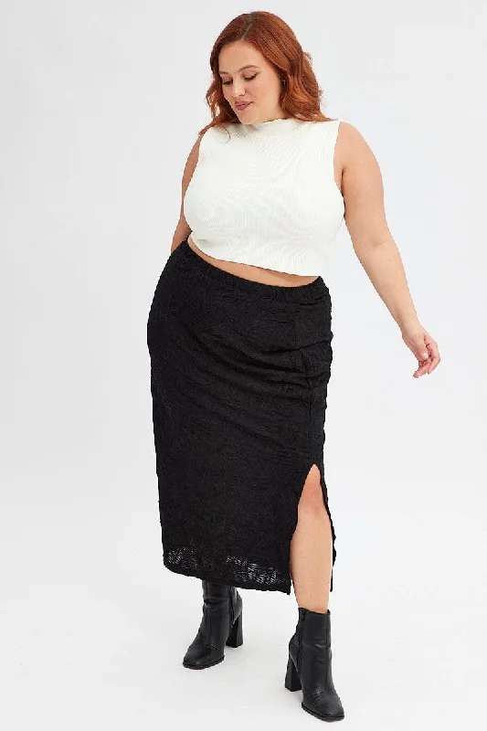 Polyester Short Skirts for Durable -Black Maxi Skirt Side Split