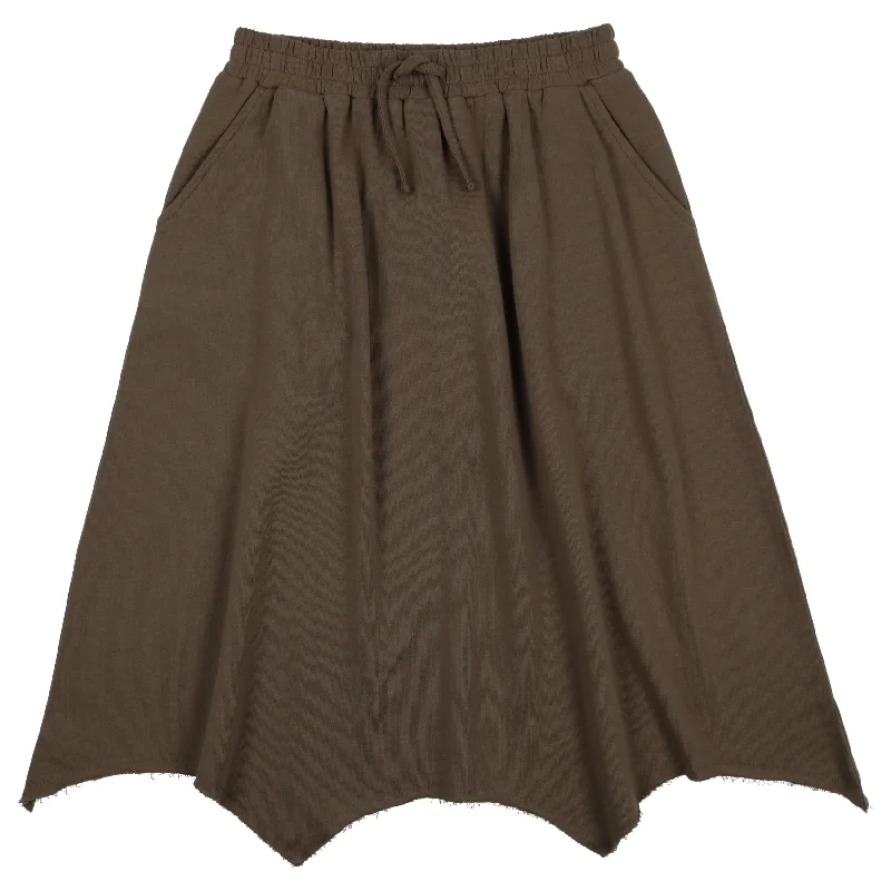 Straight Long Skirts for Classic -Kin And Kin Olive Handkerchief Midi Skirt [Final Sale]