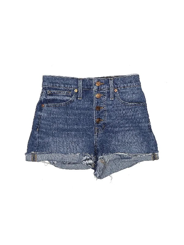 Red Skirts for Statement -Denim Shorts in Medium Wash