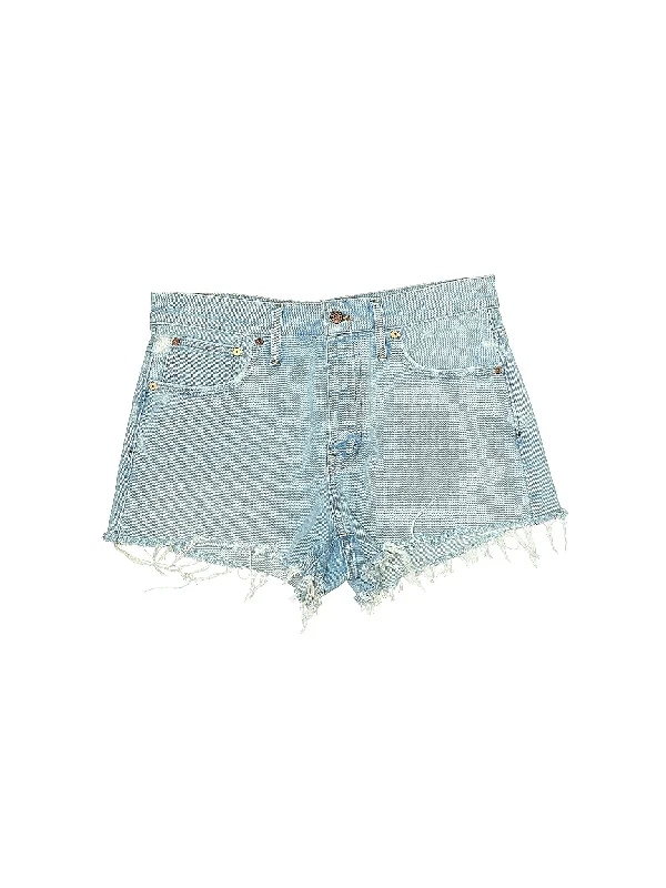 Solid Color Skirts for Simple -High-Rise Denim Shorts in Light Wash