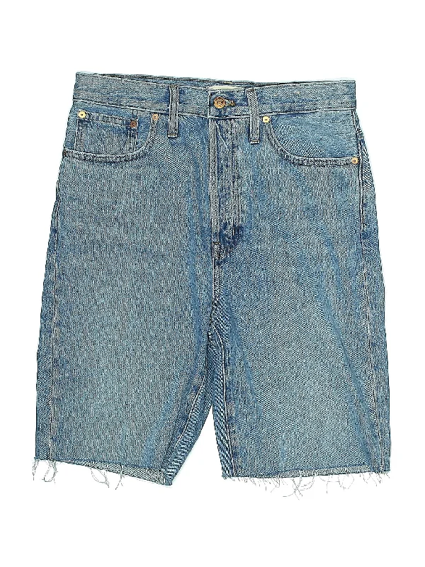 Pleated Skirts for Texture -High-Rise Denim Shorts in Medium Wash