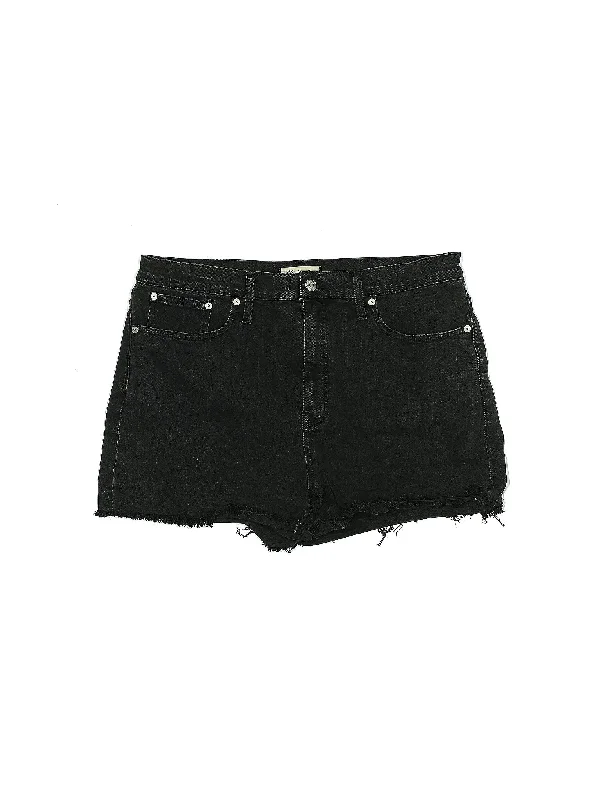 Printed Skirts with Patterns -High-Rise Denim Shorts in Dark Wash