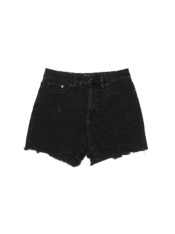 Elastic Waist Skirts for Fit -Low-Rise Denim Shorts in Dark Wash