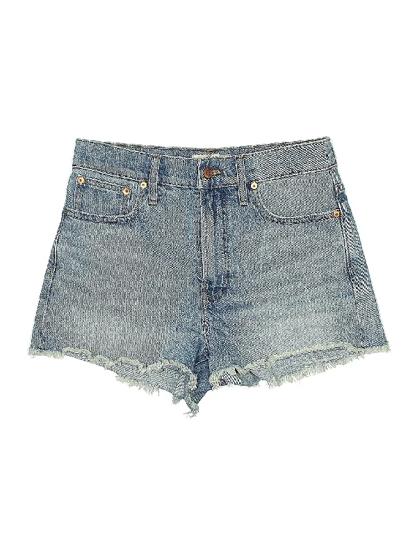 Leather Shorts for Luxury Look -High-Rise Denim Shorts in Medium Wash