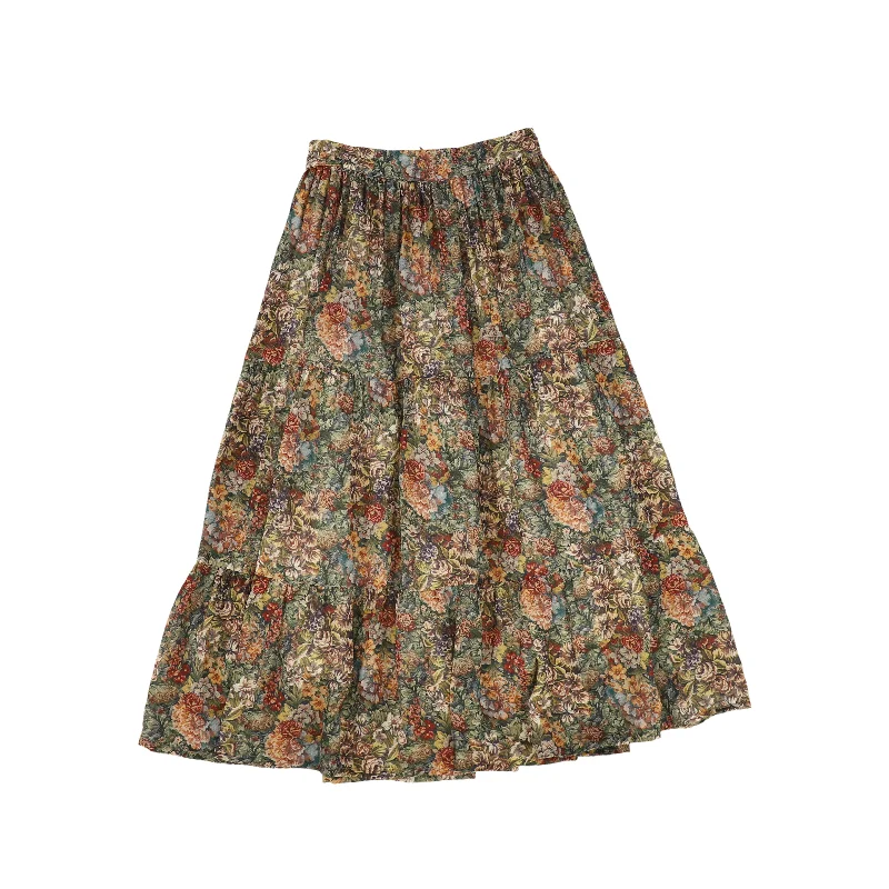 Long Skirts for Evening Galas -ATELIER PARSEMEI FOREST FLORAL TIERED SKIRT [FINAL SALE]