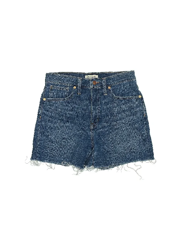 Off-Shoulder Skirts for Feminine -High-Rise Denim Shorts in Medium Wash