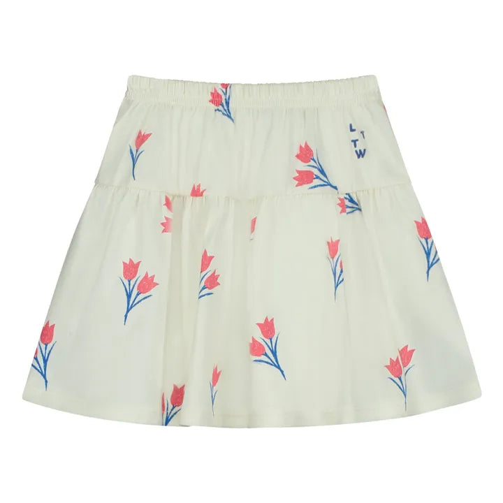 Maximalist Long Skirts for Bling -LETTER TO THE WORLD WHITE TULIP PRINTED SKIRT [FINAL SALE]