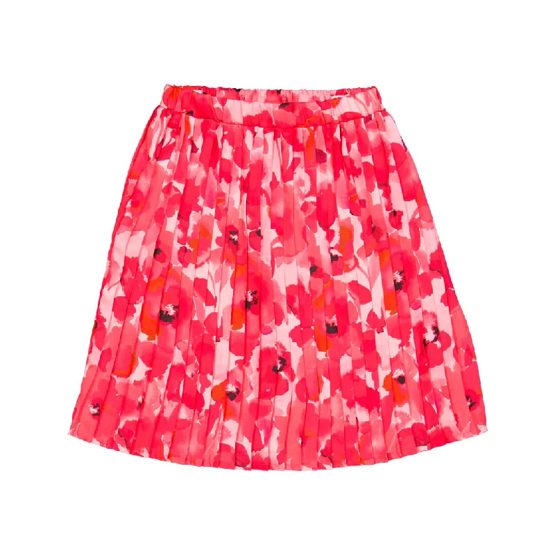 Yellow Long Skirts for Bright -CHRISTINA ROHDE HOT PINK FLORAL PLEATED SKIRT [FINAL SALE]